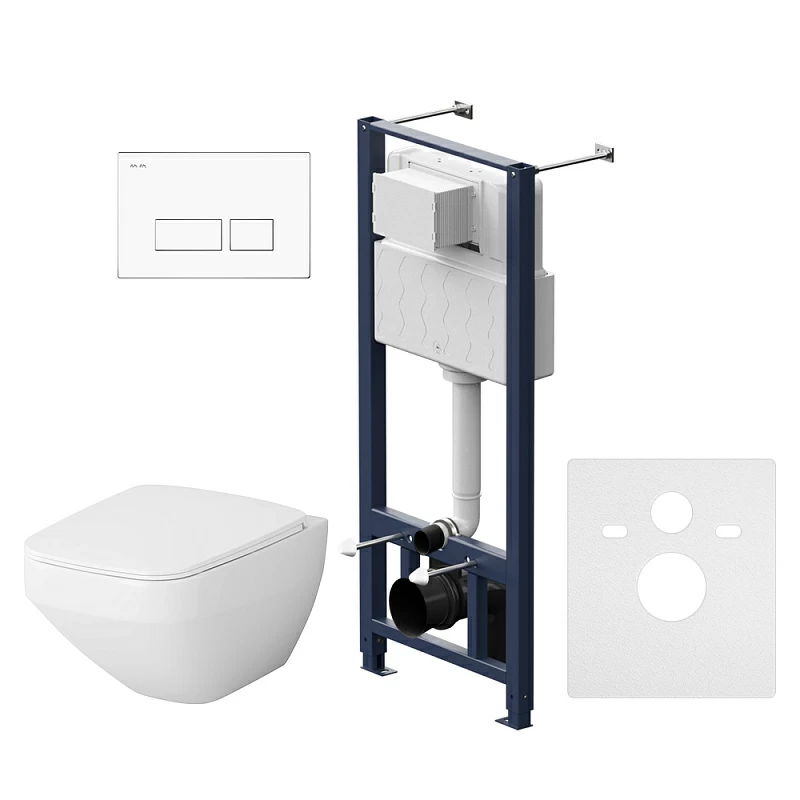 Унитаз подвесной безободковый с инсталляцией AM.PM Inspire 2.0 IS47001.50A1700 сиденьем микролифт, белой пневм. клавишей