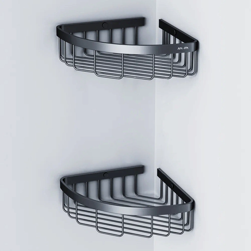 Полка в ванную угловая AM.PM Sense L A7452222 двухъярусная черная