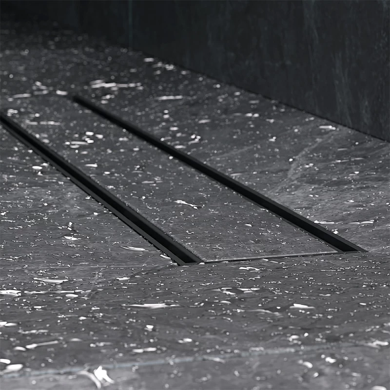 Душевой трап (лоток) 50 AM.PM PrimeFlow W02SC-U11-050-04BM комбинированный затвор с черной матовой решеткой под плитку