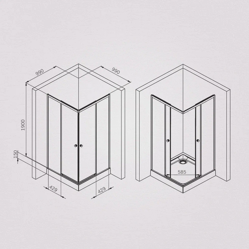 Душевое ограждение без поддона 100x100 AM.PM X-Joy W94G-403-100100-BT1K профиль черный матовый