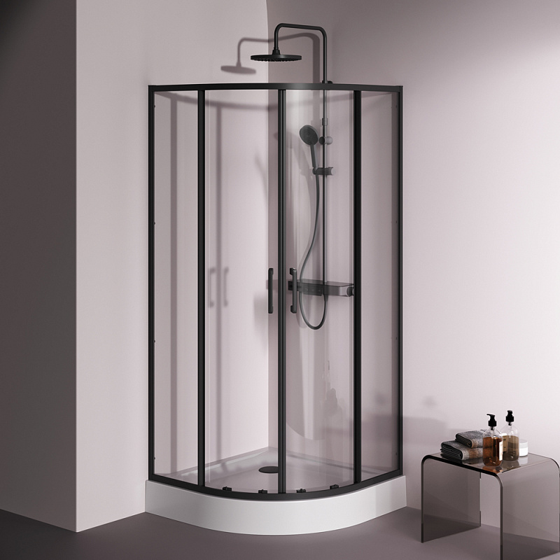 Душевое ограждение без поддона 90x90 AM.PM Above W9XG-401-9090-BT профиль черный