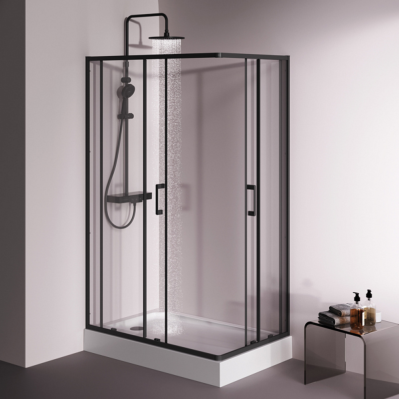 Душевое ограждение без поддона 120x80 AM.PM Above W9XG-403-12080-BT профиль черный