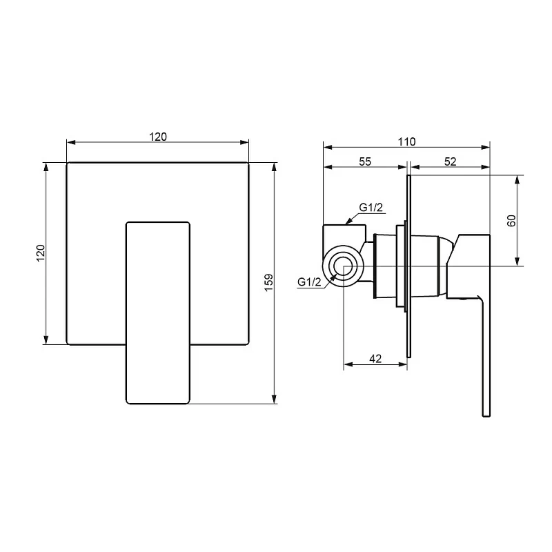 Смеситель для душа Damixa Gala 537500300 черный встраиваемый
