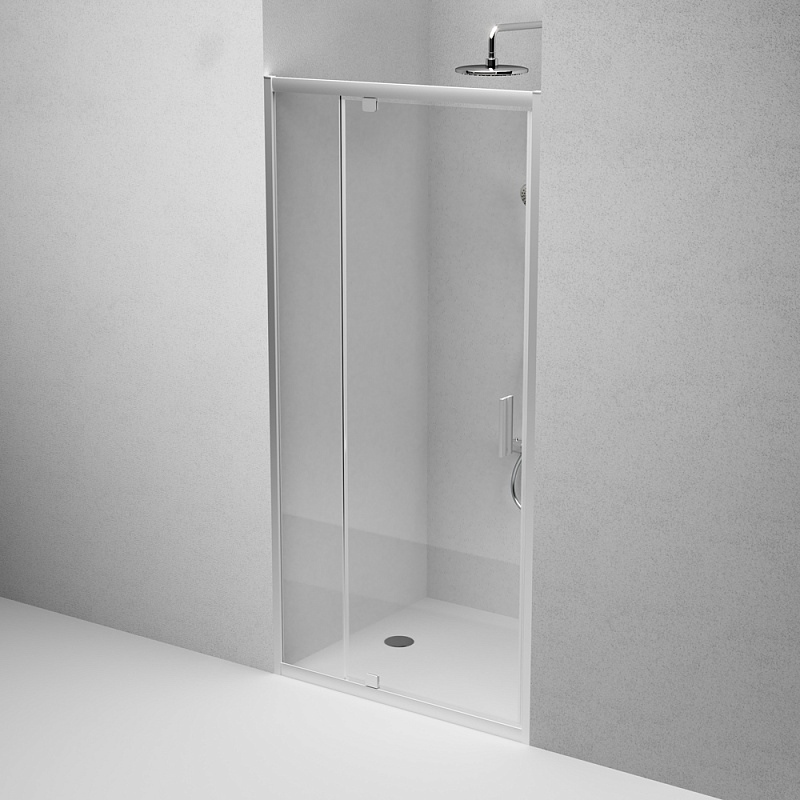 Душевая перегородка с дверью 100x195 AM.PM Gem W90G-100-1P-MT прозрачное стекло, профиль серебристый