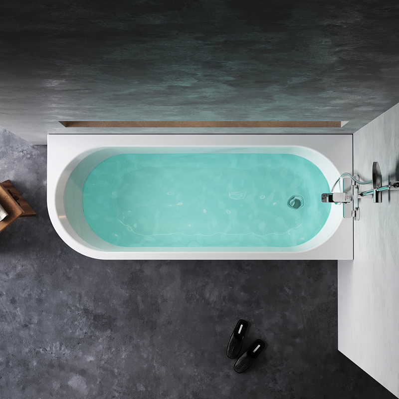 Ванна акриловая 170x70 AM.PM X-Joy W94A-170R70W-ARP ассиметричная с каркасом и панелью, белая глянцевая