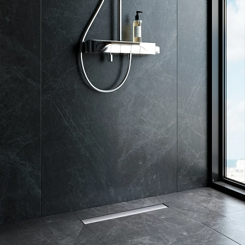 Душевой трап (лоток) 50 AM.PM MasterFlow W01SC-U11-050-04SB комбинированный затвор со стальной матовой решеткой под плитку