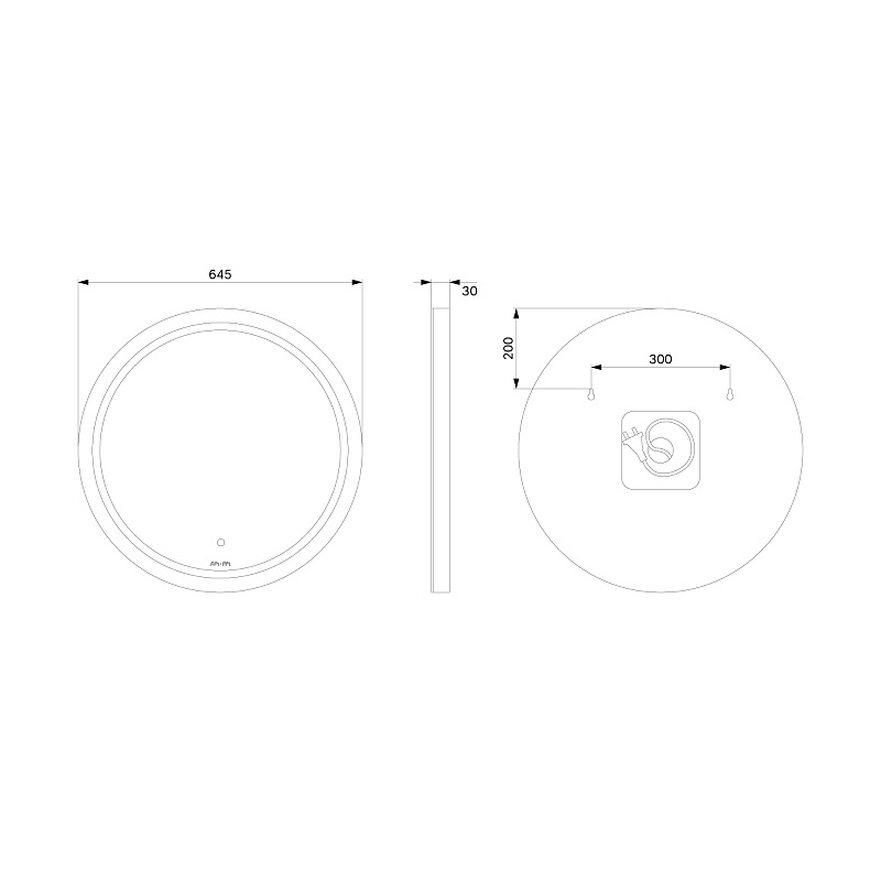 Зеркало с подсветкой в ванную круглое 65 AM.PM X-Joy M85AMOX0651WG сенсорное