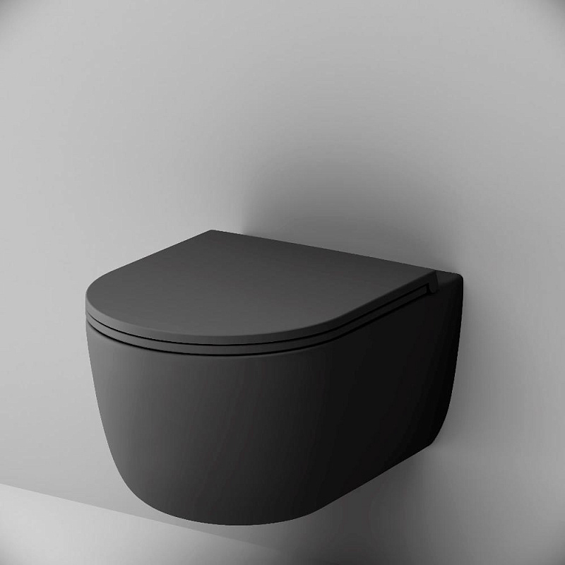 Унитаз подвесной Damixa Sirius DX86C1700MBSC безободковый с сиденьем микролифт, черный